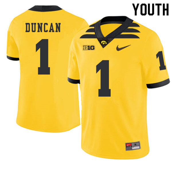 2019 Youth #1 Keith Duncan Iowa Hawkeyes College Football Alternate Jerseys Sale-Gold
